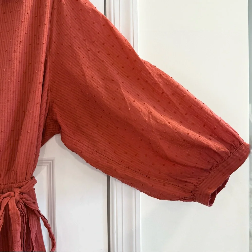 Textured Rust Button Front Belted Shirt Dress Size 1X - Picture 10 of 12